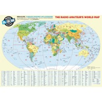 CARTINA RADIOAMATEUR WORLD'S MAP PREFISSI INTERNAZIONALI DIMENSIONI  84*60